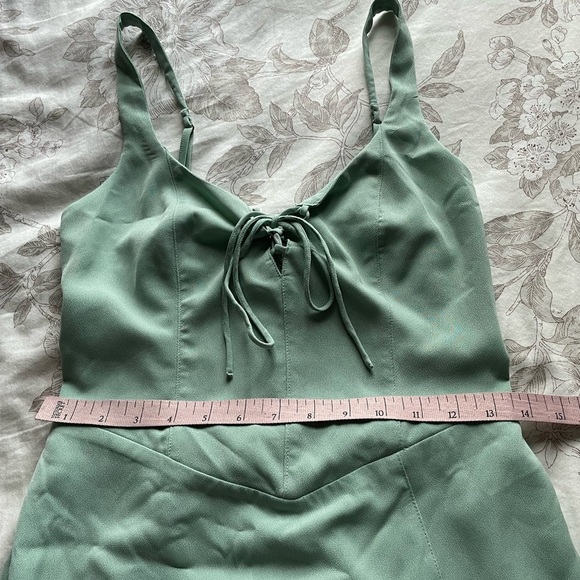 Abercrombie Corset Lace Up Midi Dress Sage Green Small Tall Feminine Fairy Boho - Picture 8 of 10
